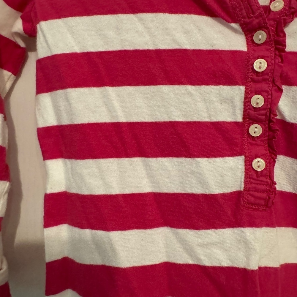 Abercrombie Kids girls pink stripe 3/4 cuff sleeve knit top M trendy 100% cotton - Picture 2 of 9
